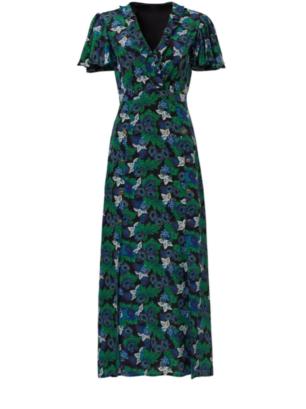 Saloni Josee printed silk crepe de chine midi dress Size 8